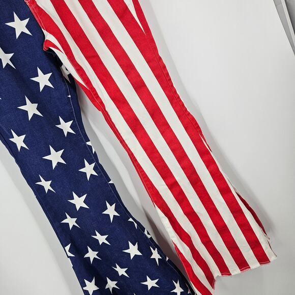 Ranch Dress'n Flare Jeans American Flag 4th of July Stripes Star Print Size 10 - Picture 3 of 8